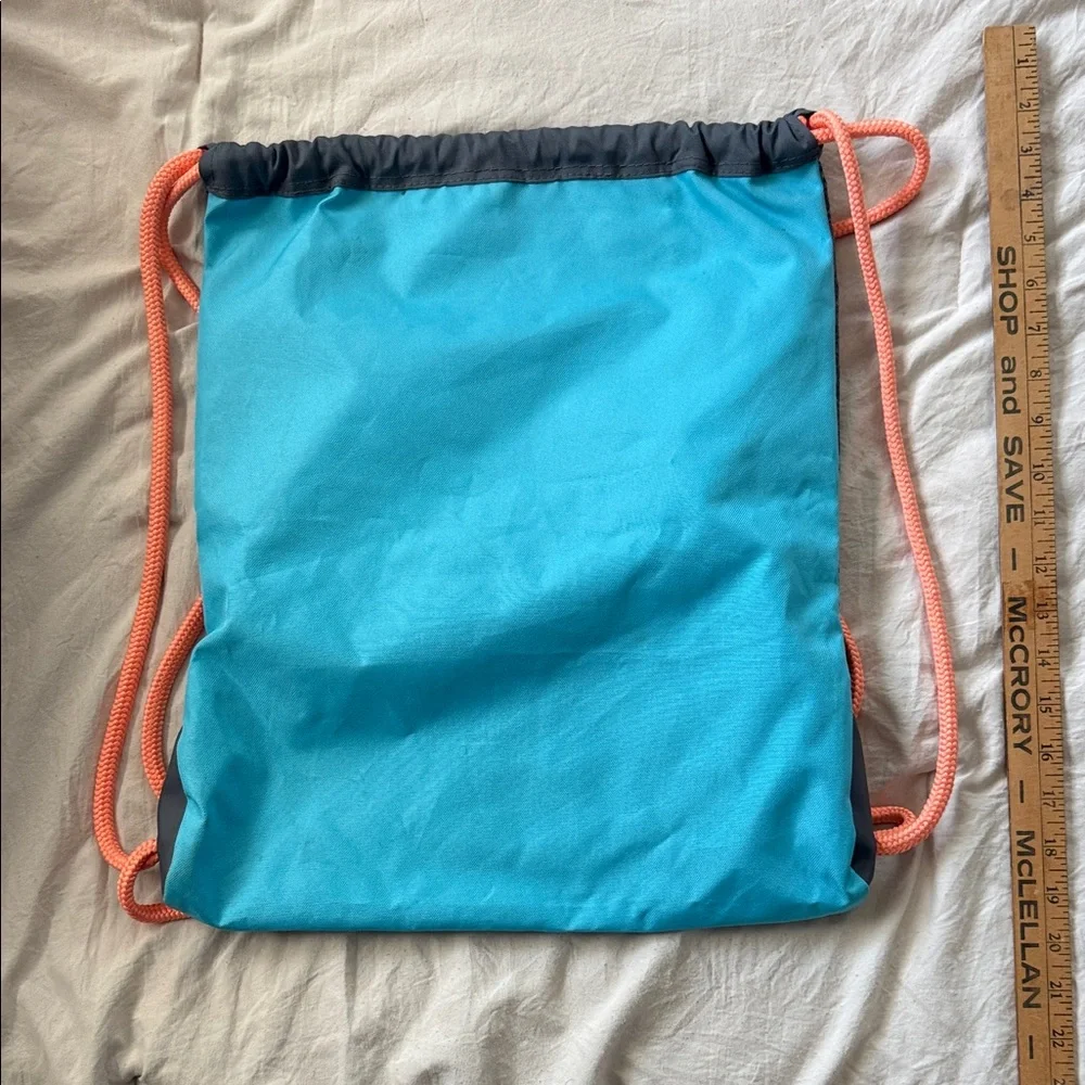 adidas Heather Gray & Teal Drawstring Gym Sack with Coral Accents - Picture 4 of 5
